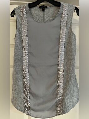 J. Crew Tank Top XL Gray Old Money Mixed Media Quiet Luxury Vintage Glam Career